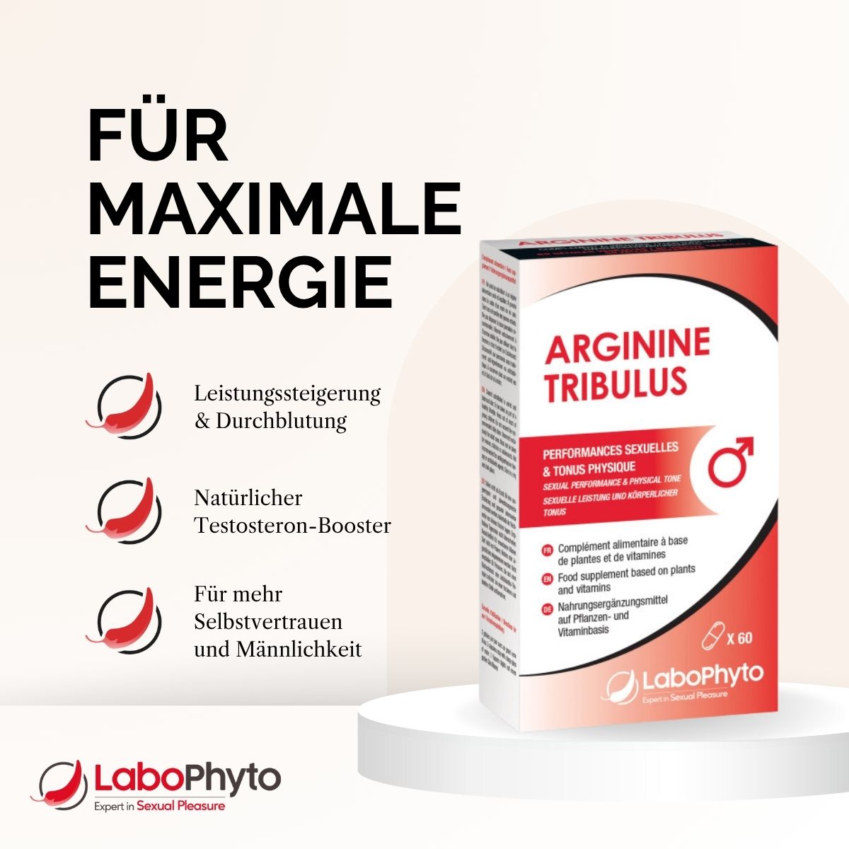 Arginin/Tribulus (60 Kapseln) - für maximale Energie und Libido