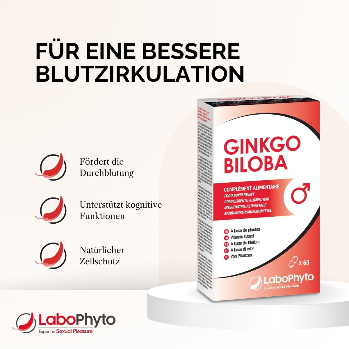 Ginkgo Biloba (60 Kapseln) - bessere Blutzirkulation